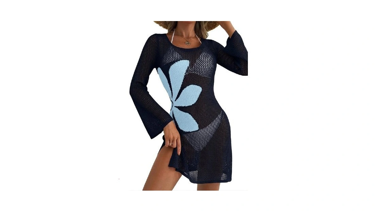 Iwd Beach Cover Up For Women 2026 Mesh Knit Crochet