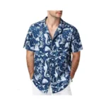 Seaoyozo Men's Hawaiian Shirt Short Sleeve Tropical Button Down Floral