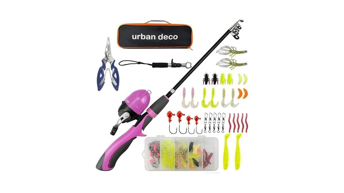 Urban Deco Kids Fishing Pole, Kids Fishing Starter Kit Rod