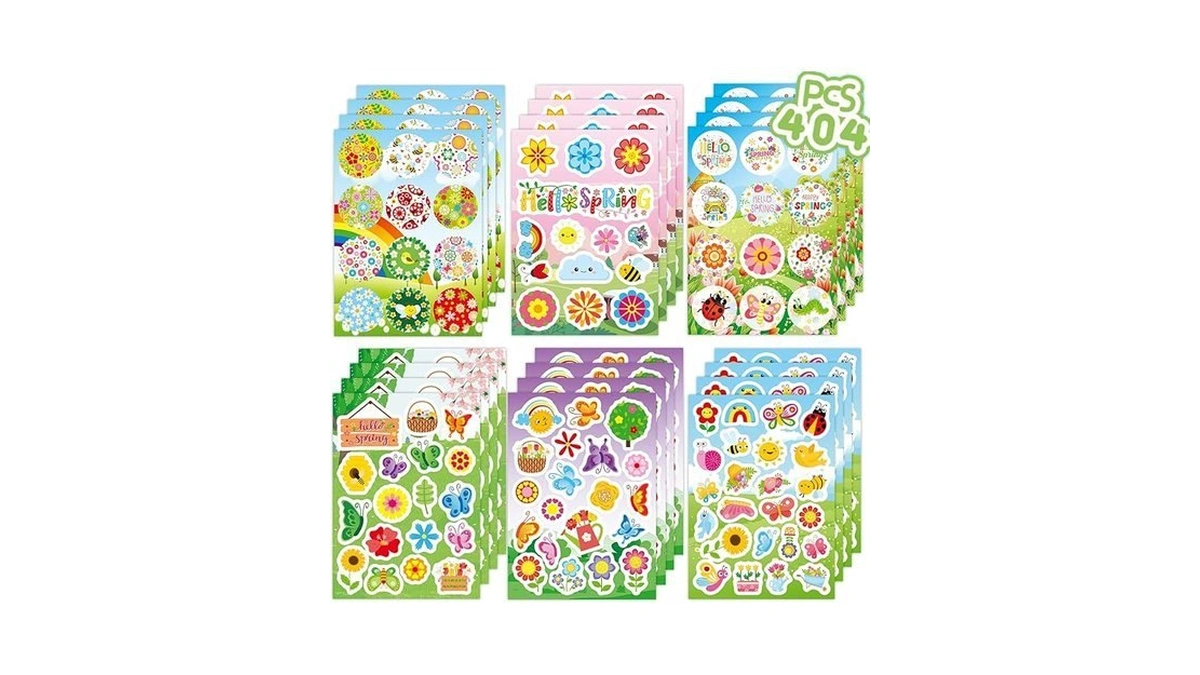 Joy Bang 404pcs Spring Stickers For Kids, 24 Sheets Garden