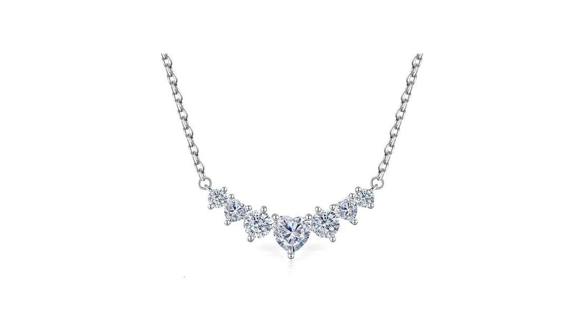 Jacupo 5.2ct Heart Shaped Multiple Cubic Zirconia Necklace For Women
