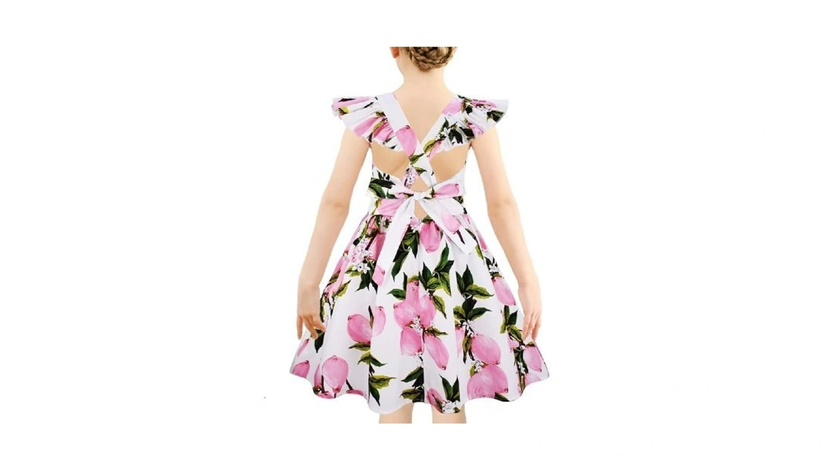 Floral Little Girls Toddler Backless Summer Dresses Clothes,d8,4-5 Years(120)