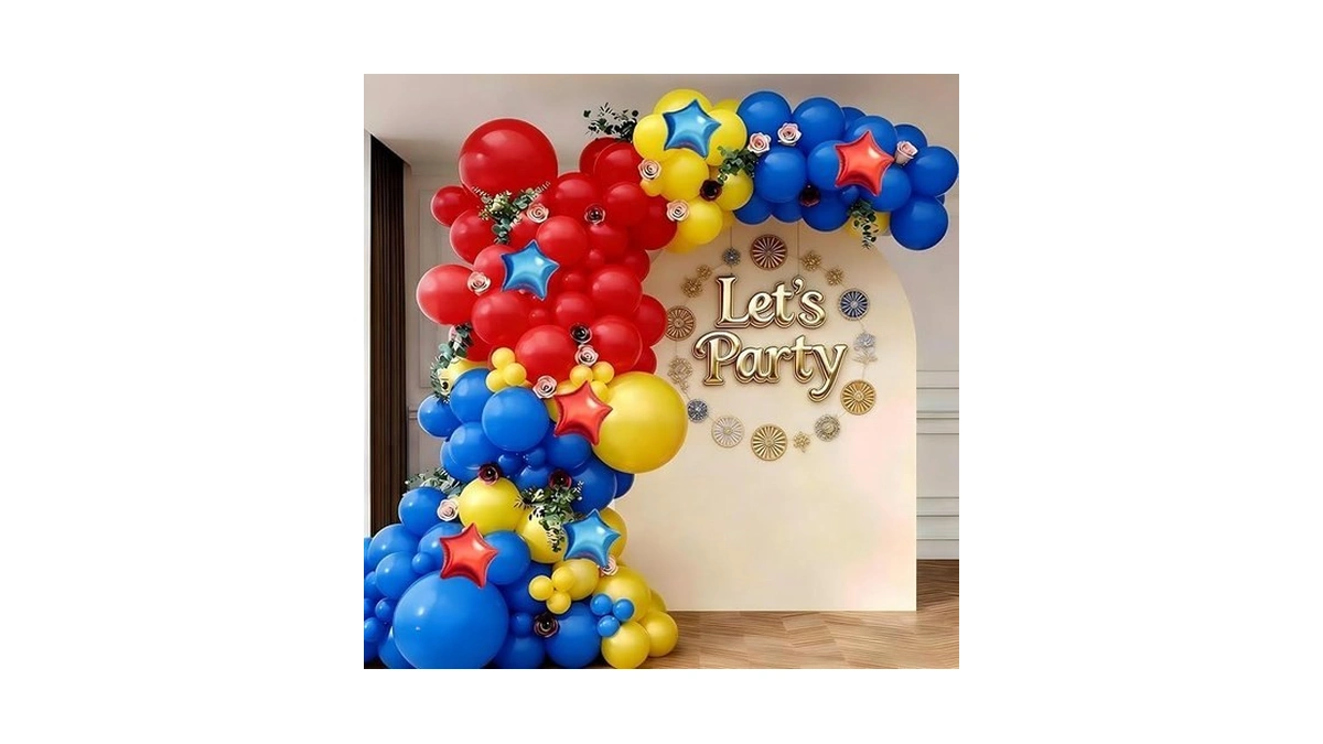 Carnival Circus Balloon Garland Arch Kit, 160pcs Red Yellow Blue