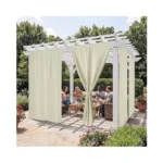Ryb Home No-rod Windproof Outdoor Curtains For Patio Waterproof With
