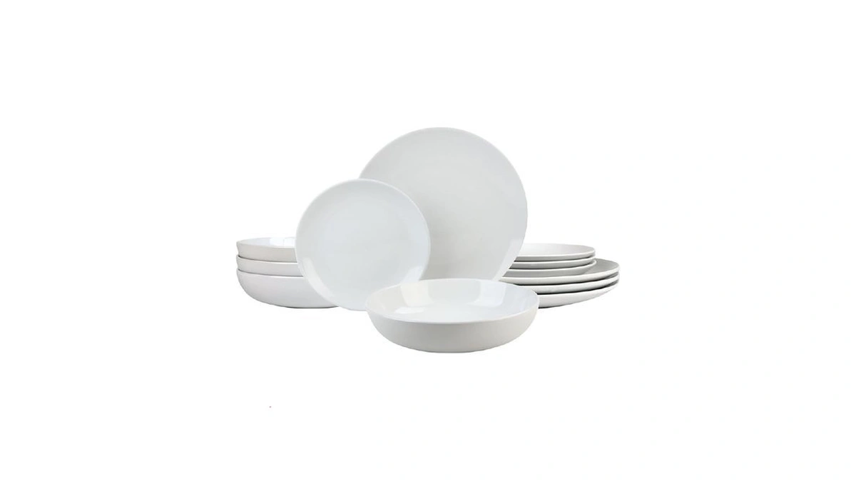 10 Strawberry Street 12 Piece Coupe Stoneware Dinnerware Set With