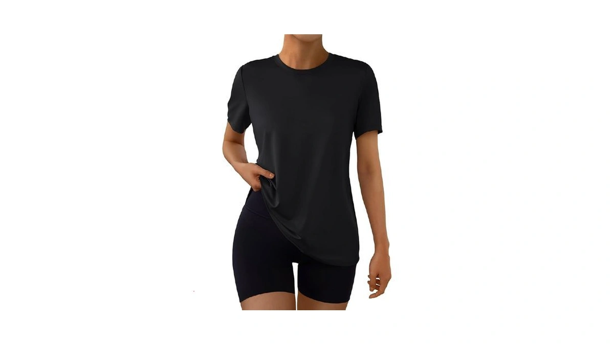 Automet Women's Workout Tops Short Sleeve Gym Shirts Yoga Moisture