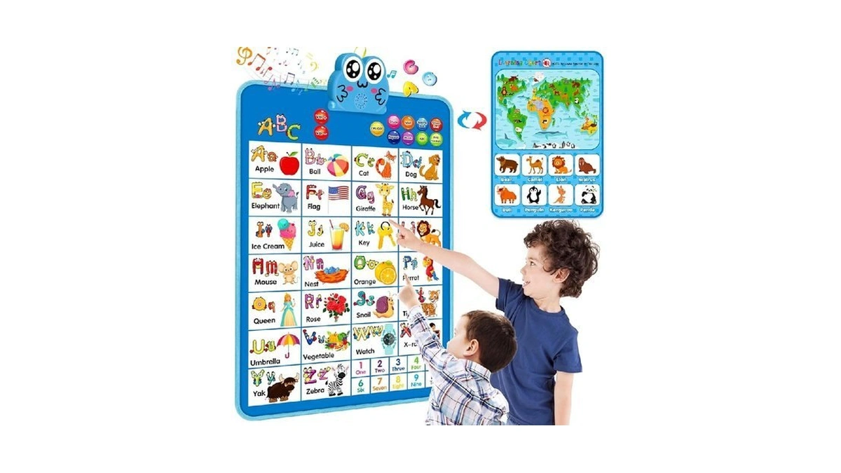 Educational Alphabet Wall Chart: Learning Poster With Music Abcs 123s