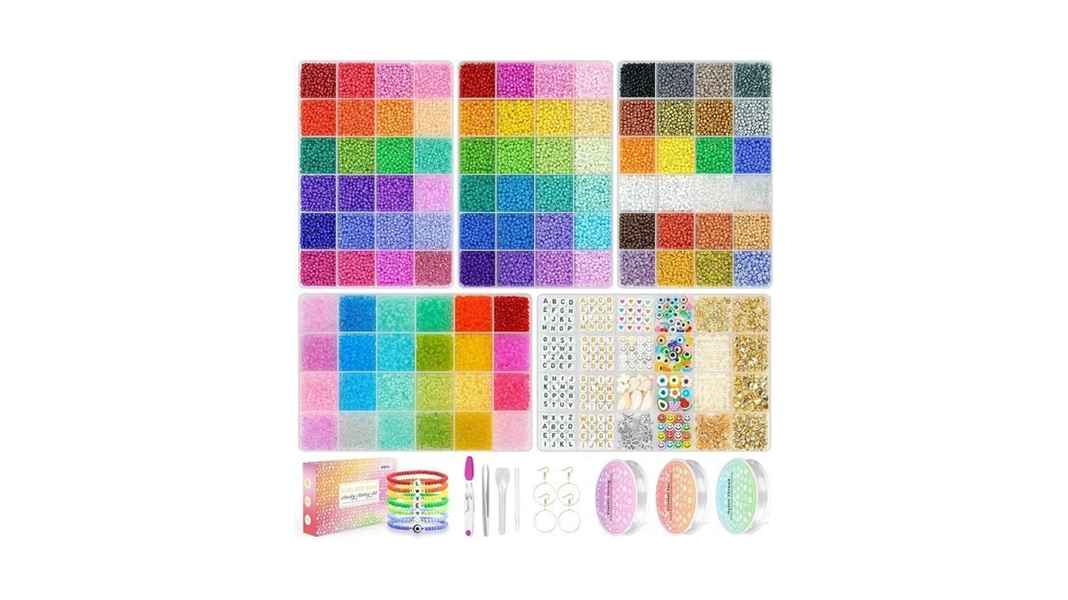 Friendship Bracelet Kit 3mm Seed Beads, 30000 Pcs 8/0 96