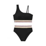 Weixinbuy Girls Swimsuit 2 Piece Bikini Set Color-block Swimwear Adjustable