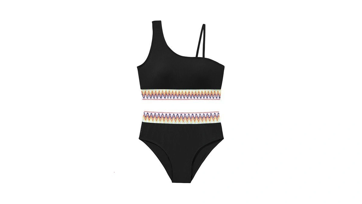 Weixinbuy Girls Swimsuit 2 Piece Bikini Set Color-block Swimwear Adjustable