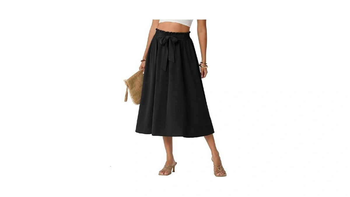 Lepunuo Women's High Waisted A-line Midi Skirt Flowy 2026 Summer