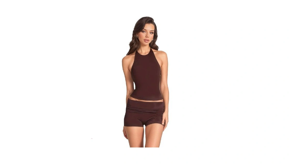 Yzmjafu Women's Y2k Halter Neck Sleeveless Top, Solid Casual Demi