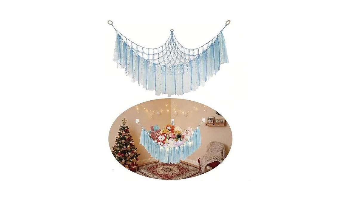 2-pack Stuffed Animal Storage,net Or Hammock With Led Light,corner Toy