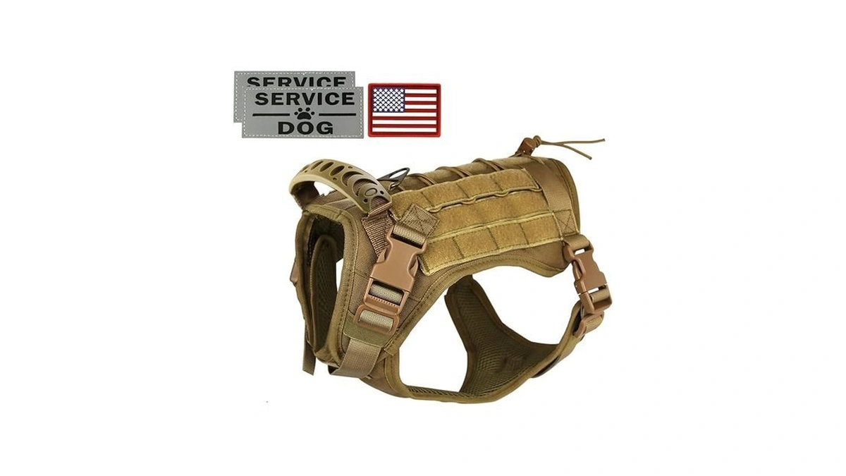 Hanshengday Tactical Service Dog Vest Harness For Medium Large Dog,