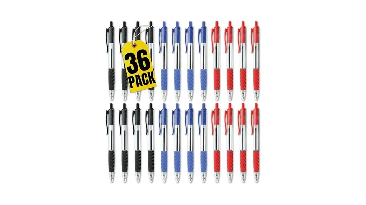 1intheoffice Ballpoint Pen Retractable, Medium Point 1.0mm, Red, Black And