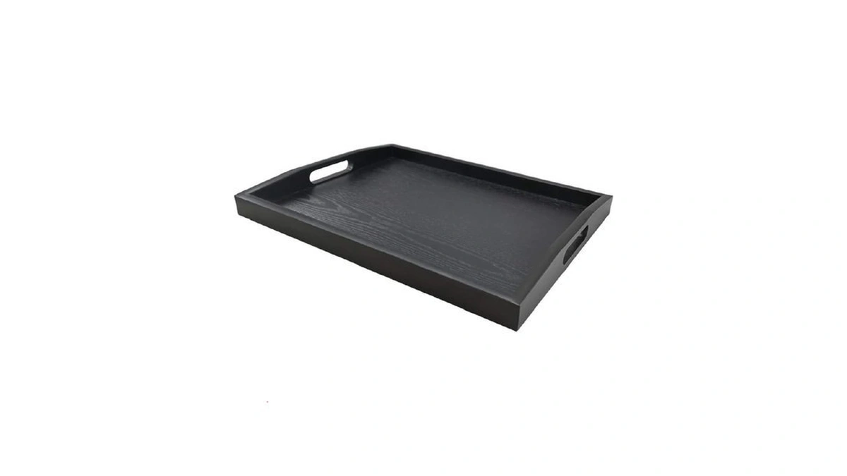 Sililun Rectangular Serving Breakfast Tray - Black Wood Tray Wooden