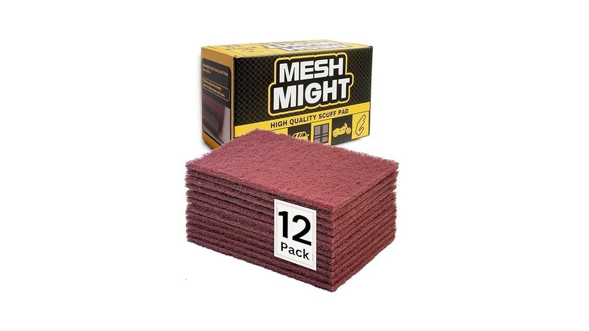 Meshmight 12-pack 6"x9" Non-woven Red Scuff Pads - Maroon P320