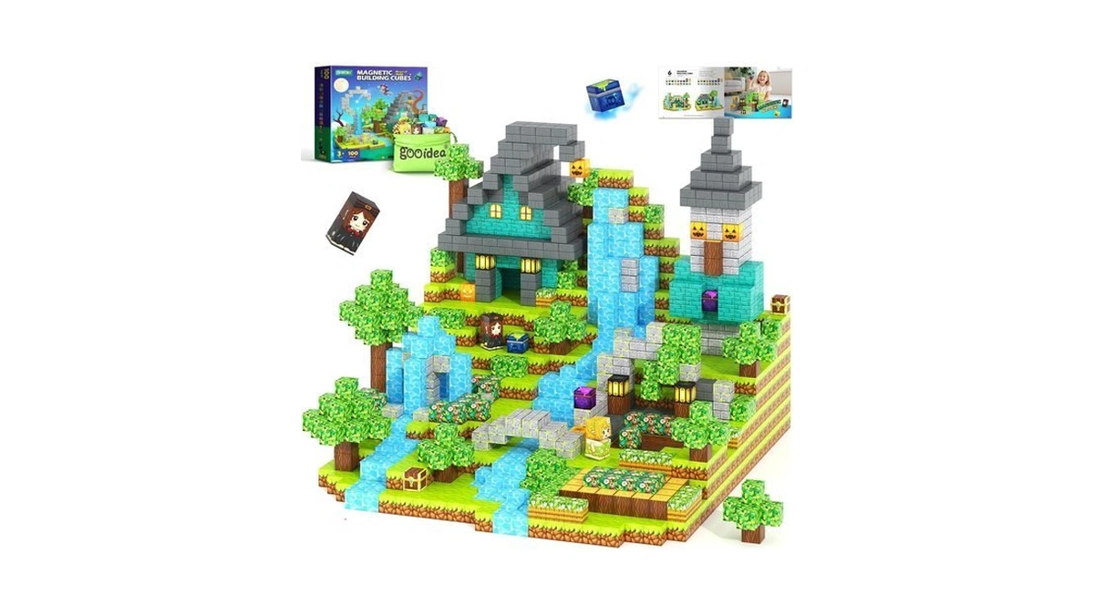 Gooidea Magnetic Blocks - 100 Building Blocks Mine Magnets Building