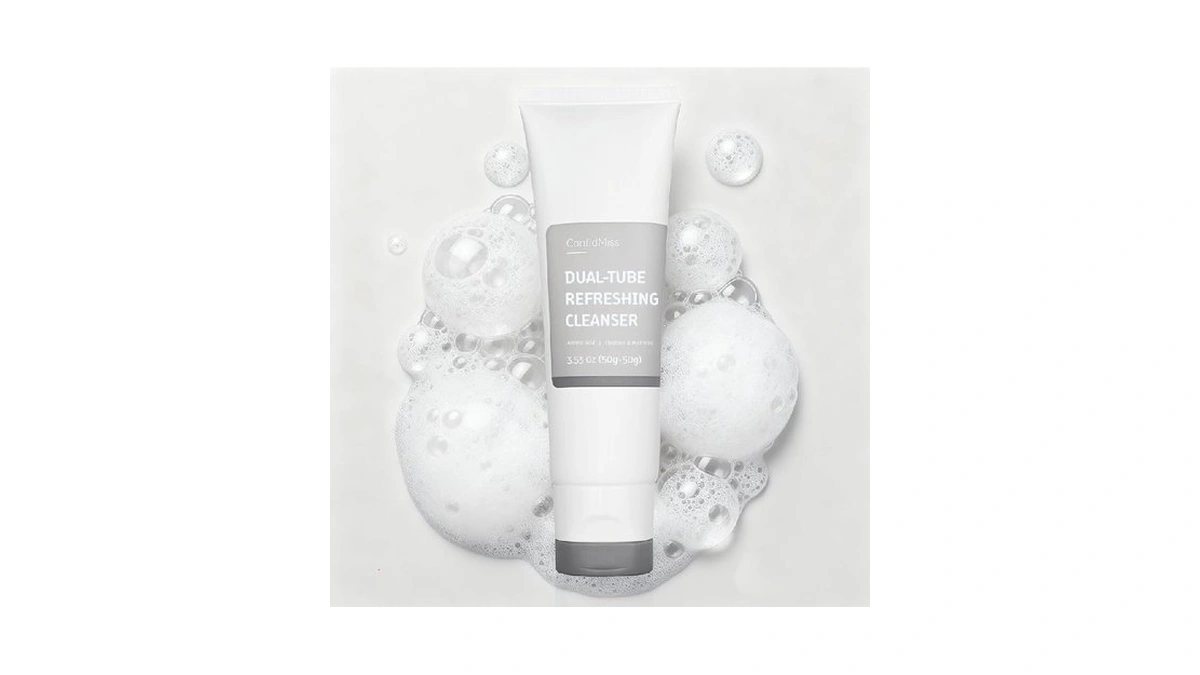 Confidmiss Dual-tube Refreshing Facial Cleanser, With Double Micro-fine White Clay