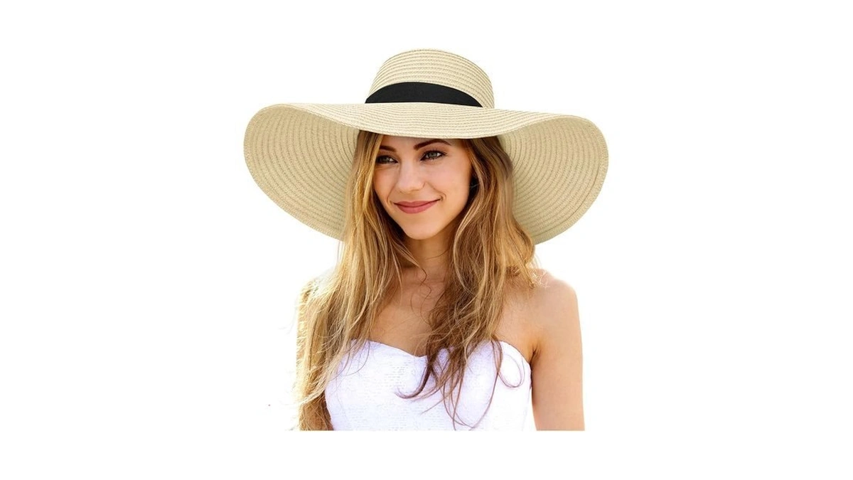 Senker Fashion Sun Hats For Women Oversize Wide Brim Straw