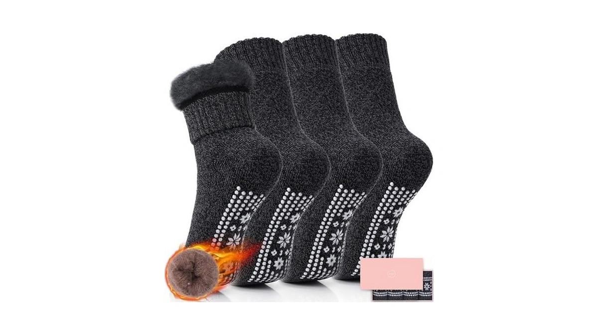 Iceivy Thermal Slipper Socks, Thick Grip Hospital Plush Slipper Grip