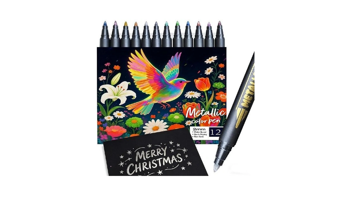 Metallic Paint Markers, 12 Colors Acrylic Paint Metallic Markers For