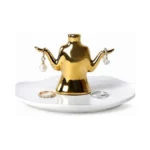 Sikkis Gold Jewelry Holder With Tray – Ceramic Ring Dish,