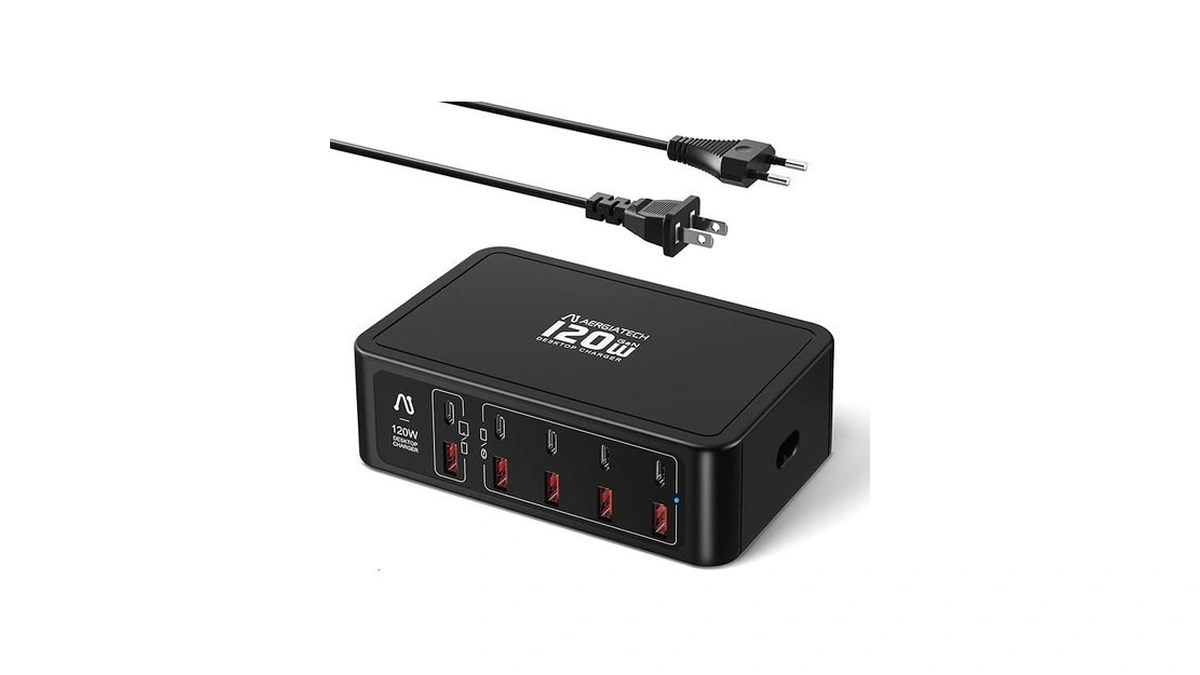 Aergiatech 10-ports Usb C Charging Station, 120w Travel Usb Power