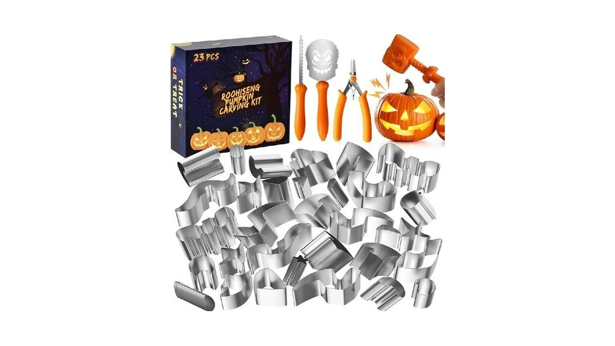 Roohiseng Pumpkin Carving Kit Tools, Halloween Cookie Cutters Set Stainless