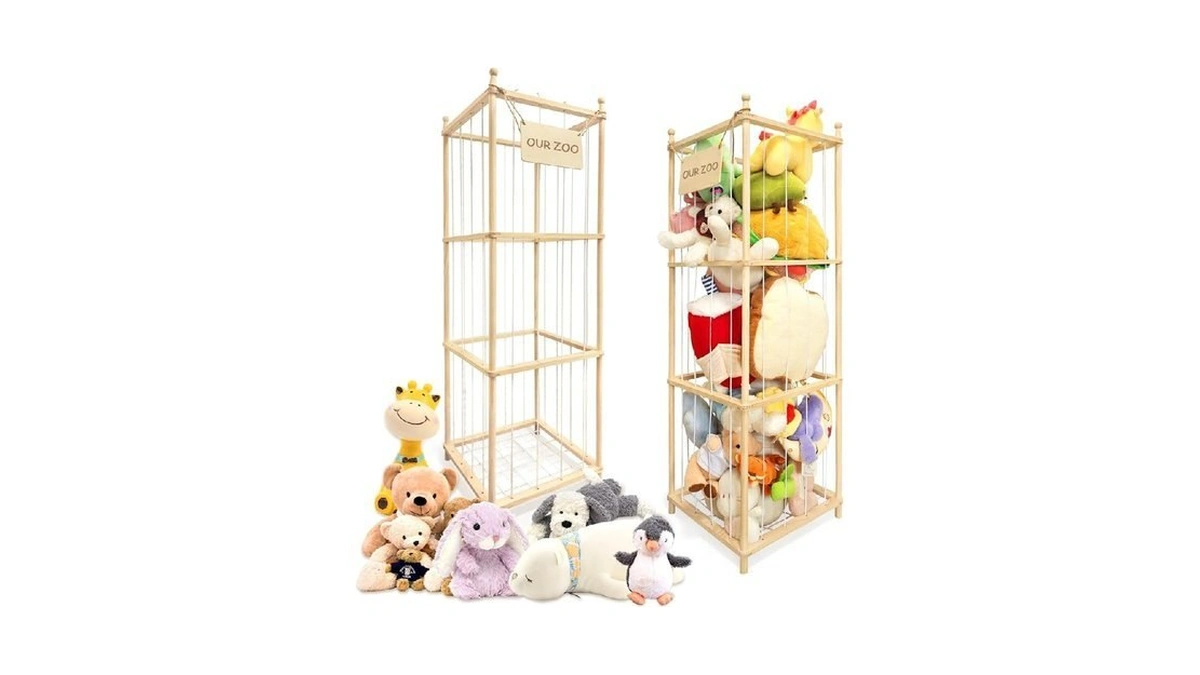 Crucibly Stuffed Animal Storage, Wooden Cute Stuffed Animal Zoo Tower
