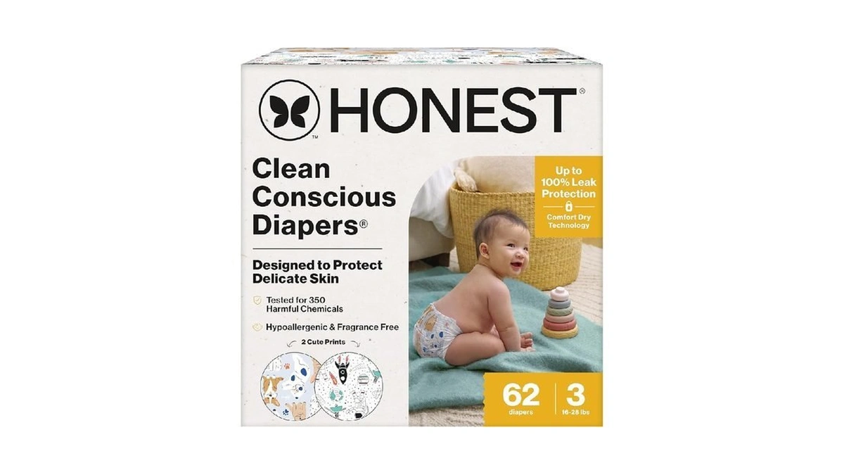 The Honest Company Comfort Dry Disposable Daytime Diapers, Hypoallergenic, Fragrance-free,