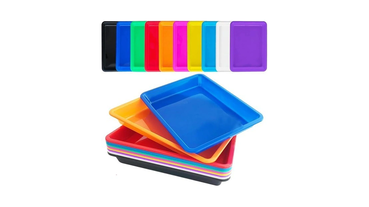 10 Pack Multicolor Plastic Art Trays,10 Colors Activity Crafts Tray,colorful