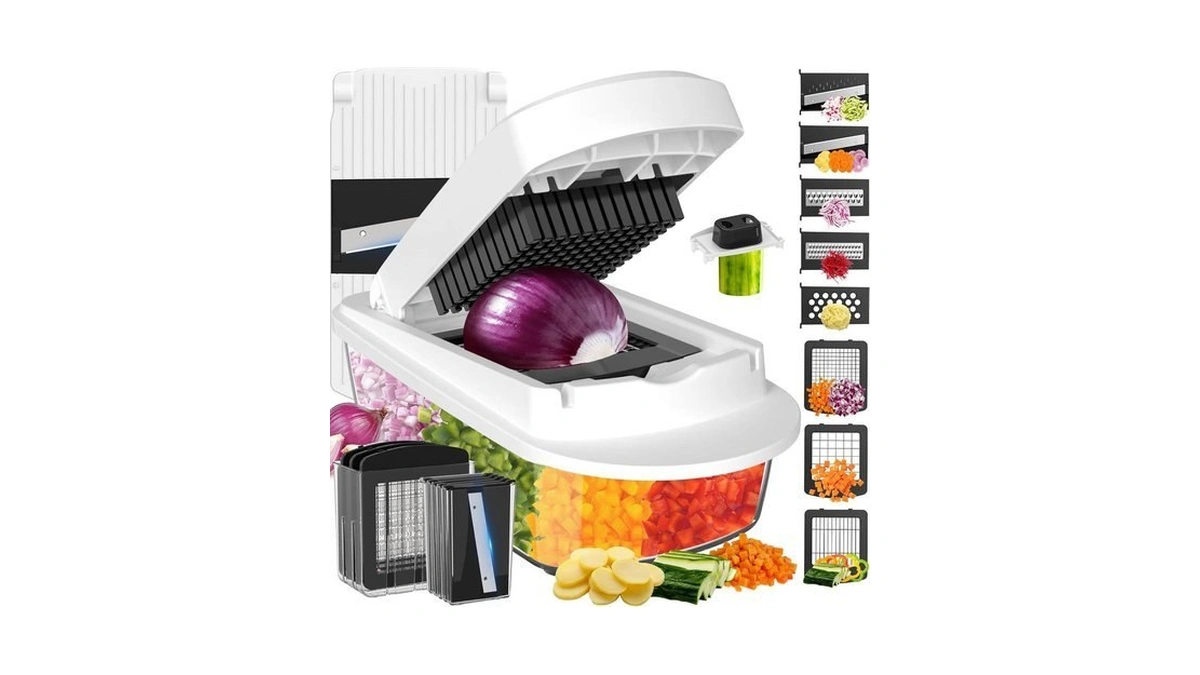 8 Blade All-in-1 Vegetable Chopper Mandoline Slicer With Container, Food