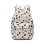 Mininai Kawaii Corduroy Backpack For Women Cute Floral Print Aesthetic