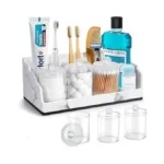 Tucao Bathroom Counter Organizer With 3pcs Qtip Holder, Marble Toothbrush