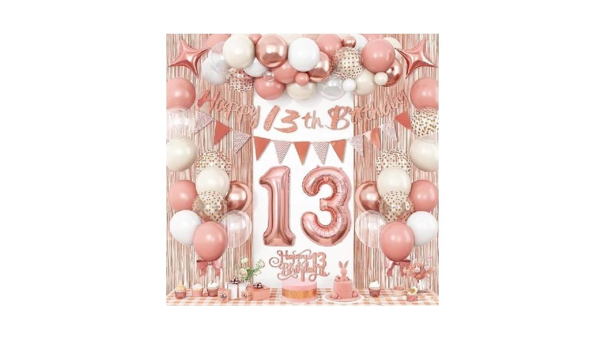 13th Birthday Decorations For Girls, Blush Pink Rose Gold 13th