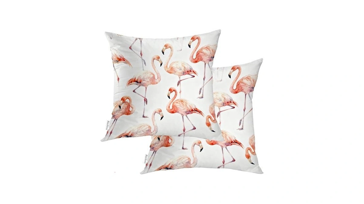Baonews Watercolor Pink Flamingo Throw Pillow Covers,tropical Bird Paradise Elegance