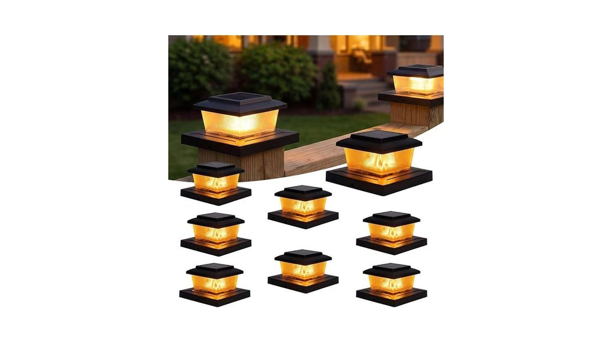 Hoikwo Solar Post Cap Lights 8 Pack For 3.5x3.5 4x4