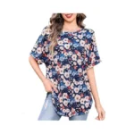 Totatuit Oversized Graphic Tees For Women Crewneck Drop Shoulder Tunic