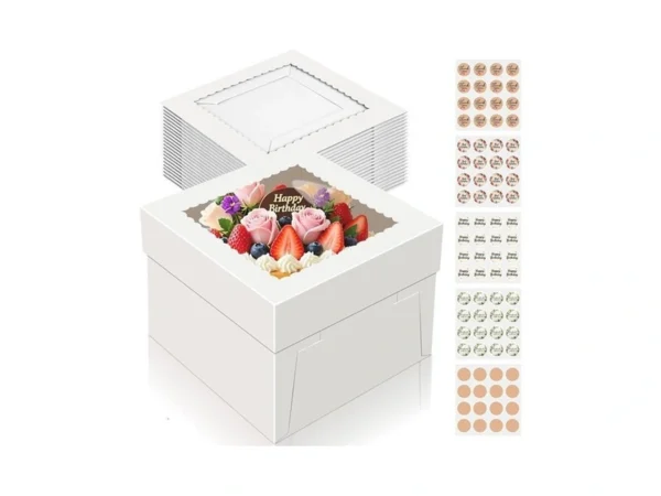 15 Pcs Cake Boxes 10 Inch, 10x10x8 Tall Cake Box,