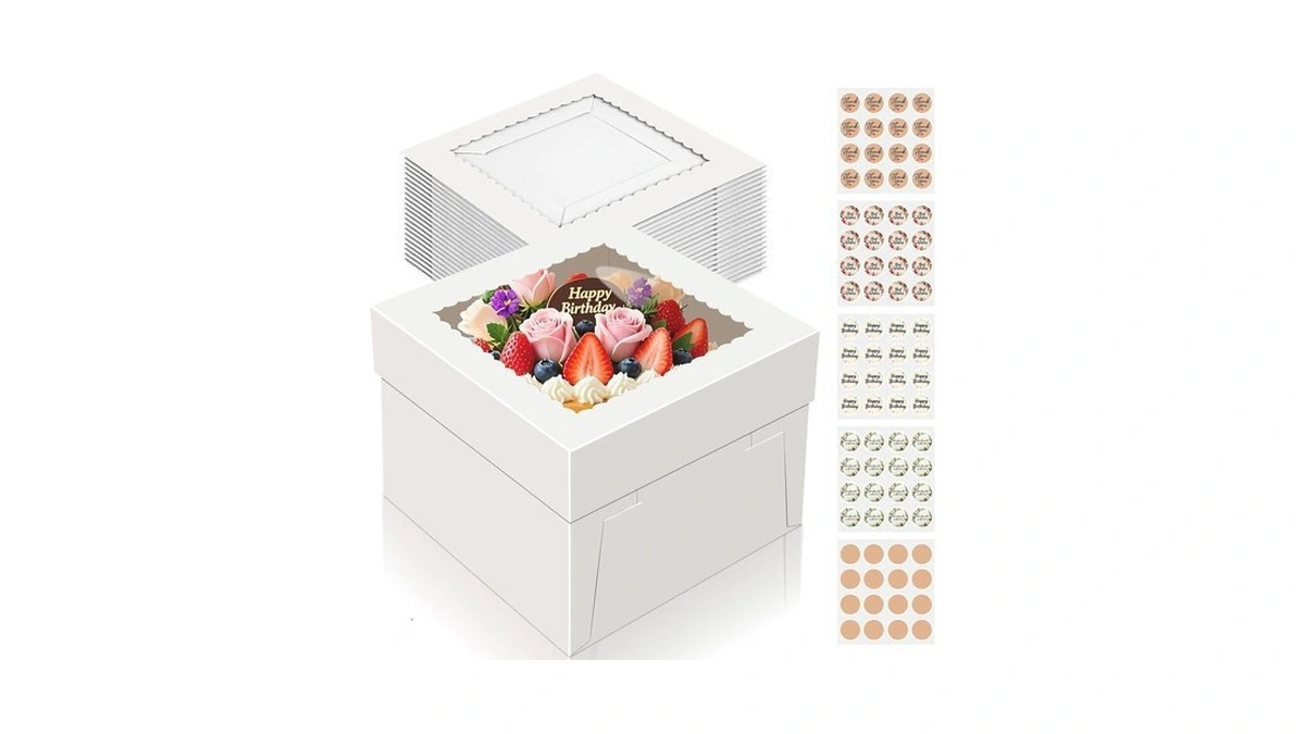 15 Pcs Cake Boxes 10 Inch, 10x10x8 Tall Cake Box,