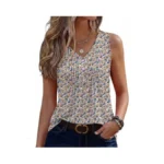 Zeagoo Tank Top For Women 2026 Pleated V Neck Floral