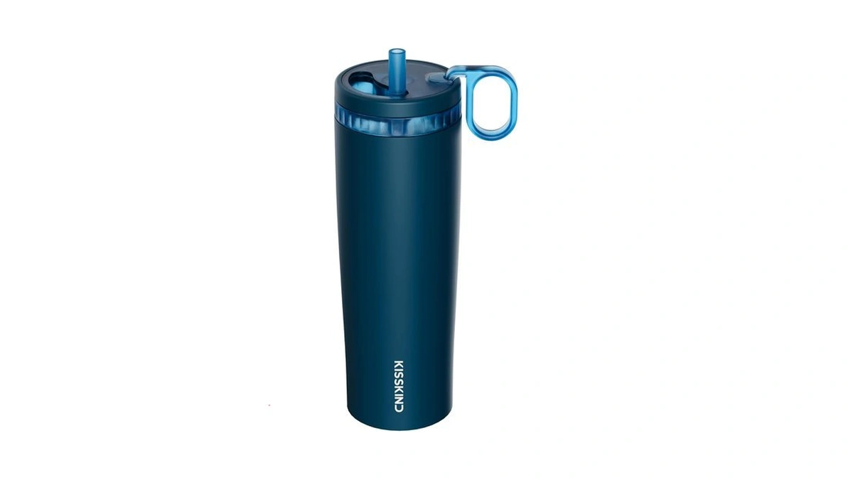 Kisskind 24 Oz Iced Coffee Tumbler With Hidden Straw, Insulated