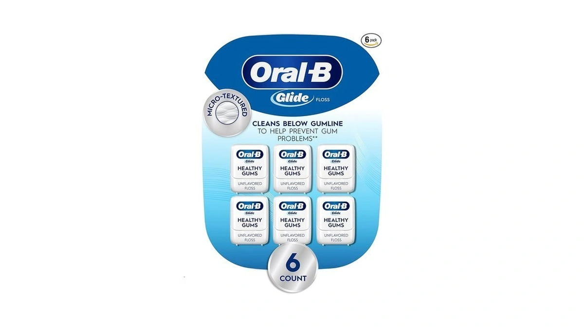 Oral-b Glide Healthy Gums, Unflavored Floss 50m (pack Of 6)
