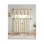 Easy Home 3 Piece Solid Color Blackout Window Curtain Set