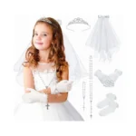Sweetv 6 Pcs First Communion Veil Set For Girl 1st