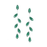 Sweetv Crystal Green Earrings For Women Dangling, Trendy Emerald Rhinestone