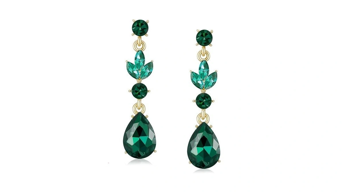 Sweetv Teadrop Rhinestone Dangle Earrings For Women, Wedding Bridal Earrings