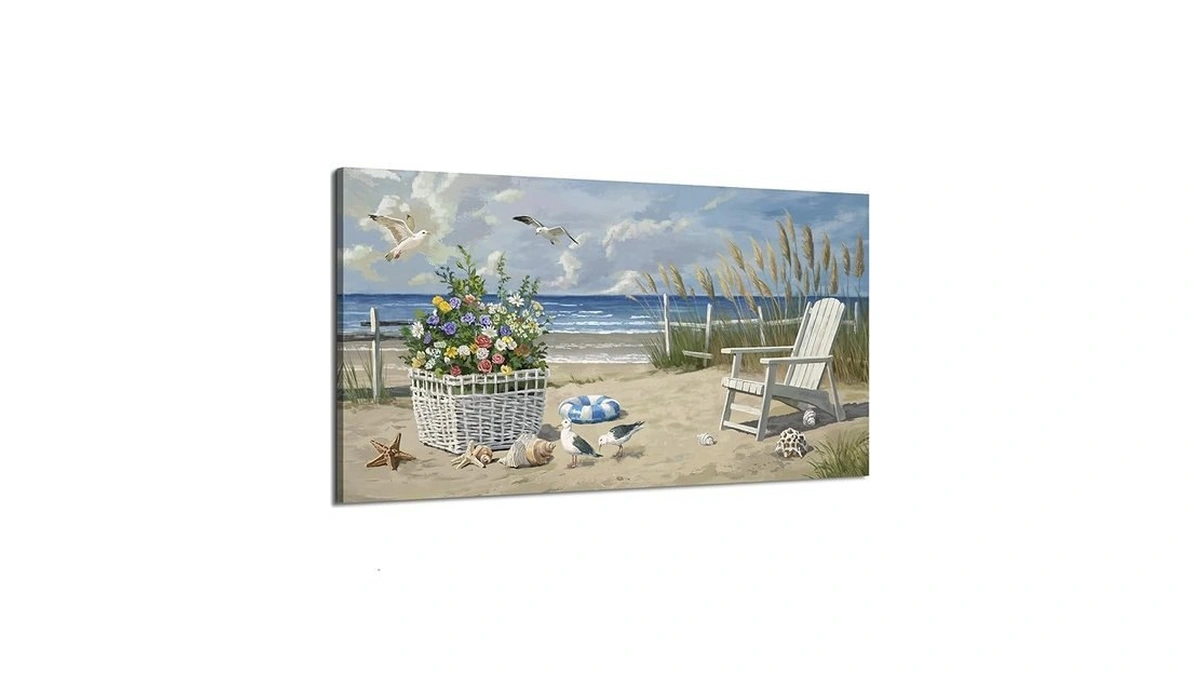 Artzon Beach Scene Wall Art – Relaxing Large Blue Tropical