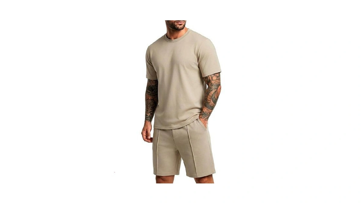 Prinstory Mens Short Sleeve Outfits 2 Piece Trackuits Summer Casual